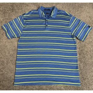 Vintage Nike Tiger‎ Woods Golf Polo Men Large Blue Geometric Cotton Blend 320354